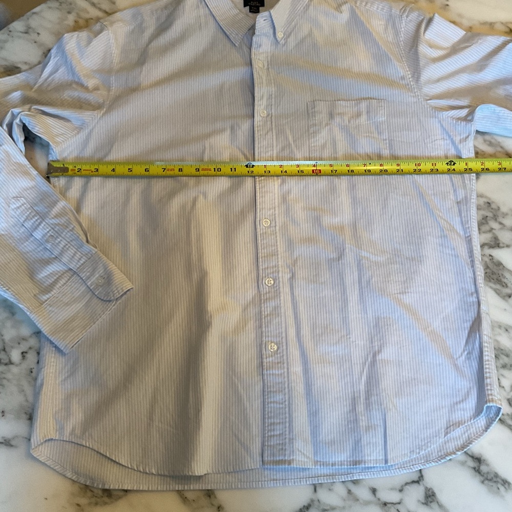 NWT J.Crew Flex Oxford Shirt Slim Fit Blue White Stripe XXL - Picture 7 of 9